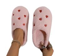 ZuoXun Pantoufles d'hiver en forme de cœur pour femme - Mute - Semelle souple - Chaussons d'intérieur