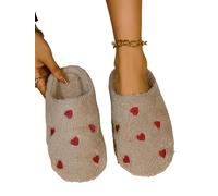 ZuoXun Pantoufles Hiver Femmes Pantoufles en Forme de Cœur Amour Silencieuses Semelles Souples Chaussures d'Intérieur