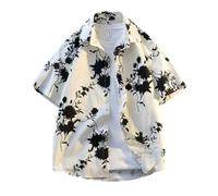 ZUOYIMEI Manche Courte Homme Voyages en Plein Air Confortable Léger Shirt De Plage Vacances Classique Rétro Tendance Chemises Imprimées Décontractée Beau Gosse Mode Chemise Hawaïenne E-05 7XL