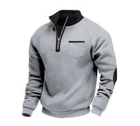 ZUOYIMEI Sweat Hommes Casual Mode Sport Tops Confortable All-Match Classique Pullover Tempérament Réduction De L’Âge Tendance Sweat-Shirt À Manches Longues Homme D-Light Grey L