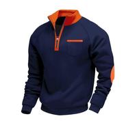 ZUOYIMEI Sweat Hommes Casual Mode Sport Tops Confortable All-Match Classique Pullover Tempérament Réduction De L’Âge Tendance Sweat-Shirt À Manches Longues Homme A-Navy L