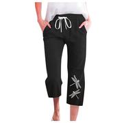 Zuoyue Women Casual Summer Drawstring Elastic High Waist Pants Straight Wide Leg Trousers (S)