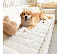 ZUOZHE Paw Cart Couch Cover for Pets, Ultra Soft Plush Quilted Pet Couch Protector, Non Slip Washable Couch Covers for Dogs Cats, Furniture Protector for Home Sofa(White,28x83 in)