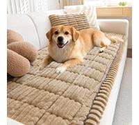 ZUOZHE Paw Cart Couch Cover for Pets, Ultra Soft Plush Quilted Pet Couch Protector, Non Slip Washable Couch Covers for Dogs Cats, Furniture Protector for Home Sofa(Khaki,24x60 in)