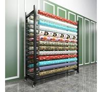 ZUOZHE Rack Mobile De Rangement Professionnel - Porte-Rouleaux en Acier Lourd pour Vinyle, Cuir, Papier Peint Et Rouleaux De Tissu - roulettes Freinées, Barre Réglable(18 Rods,Wide-130cm)