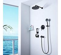 ZUOZUIYQ 10 inch Rainfall Shower Head Embedded Hot Cold Shower Valve Bathroom Black Shower Faucet Set with Bidet Sprayer Beauty Comes