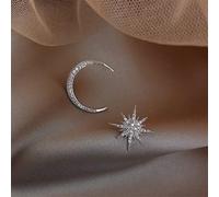 ZUOZUIYQ Accessoires de Boucles d'oreilles Bijoux Boucles d'oreilles pour Femmes Boucles d'oreilles asymétriques en Cristal Lune Étoile Boucles d'oreilles pour Femmes (Couleur :