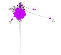 ZUOZUIYQ Accessoires de cheveux féminins, clips à griffe de cheveux, Resin Flower Hairpin Hair Stick Vintage pour Hanfu Kimono Hair Accessory, Red, comme décrit (Couleur: Purple)