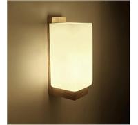 ZUOZUIYQ Applique Murale LED de Style Japonais, Applique Murale carrée Minimaliste en Bois avec Abat-Jour en Verre dépoli, Lampe de Lecture de Chevet de Chambre à Coucher intérieure, luminaire