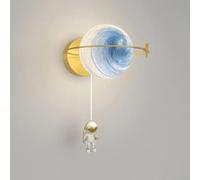 ZUOZUIYQ Applique Murale Lune Astronaute conviviale pour Chambre d'enfant 5 W Lampe Murale LED à intensité Variable éclairage Mural Lune 3D Noir Blanc Applique Murale pour Chambre de garçon Lampe