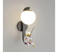 ZUOZUIYQ Applique Murale Lune Astronaute conviviale pour Chambre d'enfant 5 W Lampe Murale LED à intensité Variable éclairage Mural Lune 3D Noir Blanc Applique Murale pour Chambre de garçon Lampe