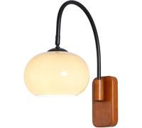 ZUOZUIYQ Applique Murale rétro en Bois du Milieu du siècle, Abat-Jour en Verre, Lampe rotative à 180 °, Applique Murale pour Chambre à Coucher, Lecture, étude, Chevet