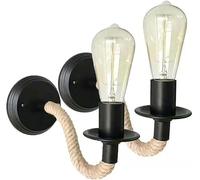 ZUOZUIYQ Applique Murale rétro en Corde de Chanvre, Lampe Murale à Tube incurvé Industriel en V, luminaires d'intérieur, Luxe