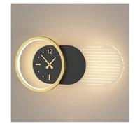 ZUOZUIYQ Appliques Applique Murale, Applique Murale décorative en Forme d'horloge avec LED sans intensité + télécommande, Appliques murales Noires + dorées pour Salle à Manger, Salon, Salle