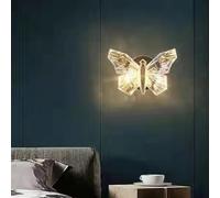ZUOZUIYQ Appliques Appliques Applique murale papillon Applique murale de chambre avec abat-jour papillon en acrylique Appliques murales dorées Luminaires muraux LED à intensité variable pour chambre à
