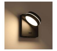 ZUOZUIYQ Appliques murales Applique Murale à LED Blanc Mat, luminaire Mural Rotatif réglable, Lampe de Lecture Murale de Chevet avec Port USB, Lampes murales Rondes câblées (Svart-3000K)