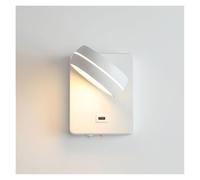 ZUOZUIYQ Appliques murales Applique Murale à LED Blanc Mat, luminaire Mural Rotatif réglable, Lampe de Lecture Murale de Chevet avec Port USB, Lampes murales Rondes câblées (Mode Blanc-3 Couleurs)