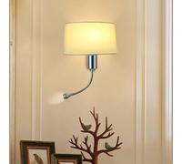 ZUOZUIYQ Appliques murales E27 d'intérieur avec col de Cygne réglable, Rotation, Double Interrupteur, décoration pour Chambre à Coucher, Salon, Chevet (Jaune Clair)