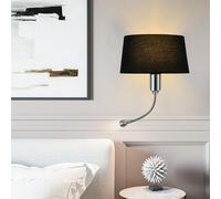 ZUOZUIYQ Appliques murales E27 d'intérieur avec col de Cygne réglable, Rotation, Double Interrupteur, décoration pour Chambre à Coucher, Salon, Chevet (Noir)