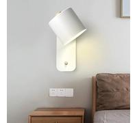 ZUOZUIYQ Appliques murales E27 d'intérieur avec interrupteurs + Rotation à 90 °, décoration Nordique pour Salon, Chambre à Coucher (Non) (Blanc)