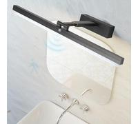 ZUOZUIYQ Appliques murales LED pour Miroir Avant d'intérieur avec détecteur de Mouvement, Rotation à 180°, Longue Bande en Aluminium pour Salle de Bain, vanité (lumière Noire-Chaude 70 cm)