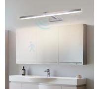 ZUOZUIYQ Appliques murales LED pour Miroir Avant d'intérieur avec détecteur de Mouvement, Rotation à 180°, Longue Bande en Aluminium pour Salle de Bain, vanité (lumière Chaude argentée 50 cm)