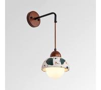 ZUOZUIYQ Appliques murales pour Chambre à Coucher Terrazzo Applique Murale Japonaise Luminaire Ciment béton Base en Bois Vintage intérieur Mural Lampe de Chevet pour Chambre Couloir Cuisine Li