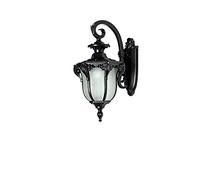 ZUOZUIYQ Appliques murales rétro Palais extérieur étanche Protection Contre la Foudre Protection Contre la Neige Verre dépoli avec Lanterne en Aluminium moulé sous Pression (Noir)