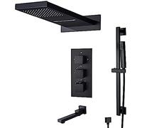 ZUOZUIYQ Bascade Précipitant Douche de Douche Robinet Thermostat Boulaceurs de soupape Mural Douche thermostatique Murale avec Robinet Noir de poignée Noire-Matte Noir B, Noir Mat b