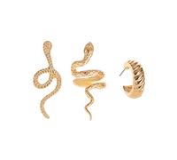 ZUOZUIYQ Bijoux Boucles d'oreilles, 3pc Clips d'oreille de Serpent en Laiton sans Pierre Punk Non percée Boucles d'oreilles Cuffes d'oreille pour Femmes Hommes Black Fake Piercing