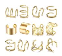 ZUOZUIYQ Bijoux Boucles d'oreilles, 3pc Clips d'oreille de Serpent en Laiton sans Pierre Punk Non percée Boucles d'oreilles Cuffes d'oreille pour Femmes Hommes Black Fake Piercing
