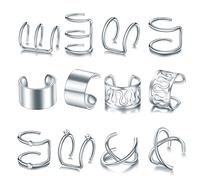 ZUOZUIYQ Bijoux Boucles d'oreilles, 3pc Clips d'oreille de Serpent en Laiton sans Pierre Punk Non percée Boucles d'oreilles Cuffes d'oreille pour Femmes Hommes Black Fake Piercing