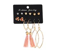 ZUOZUIYQ Bijoux Boucles d'oreilles, Bohême 6 Boucles d'oreilles Paires Ensemble géométrie Multi Combinaison Boucles d'oreilles glôles pour Femmes Metal Earting Pearl Coeur Coeur Oreilles