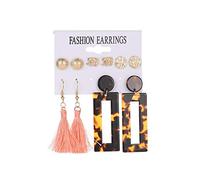 ZUOZUIYQ Bijoux Boucles d'oreilles, Bohême 6 Boucles d'oreilles Paires Ensemble géométrie Multi Combinaison Boucles d'oreilles glôles pour Femmes Metal Earting Pearl Coeur Coeur Oreilles