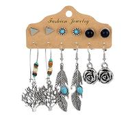 ZUOZUIYQ Bijoux Boucles d'oreilles, Boho Vintage Geometric Drop Boucles Mode pour Femmes Oreilles Set Girls 'Jewelry Party Presents pour Petite Amie, épouse, sœur, Fille, mère sur