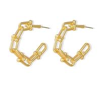 ZUOZUIYQ Bijoux Boucles d'oreilles, Boucles d'oreilles à chaîne Ronde de Mode pour Femmes, Lien de Liaison à la Tendance Chaînes d'oreilles Creux de Boucles d'oreilles de Cerceau