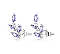ZUOZUIYQ Bijoux en Argent Sterling, Boucles d'oreilles à Tige en Forme de Petite Feuille pour Grimpeurs Violets pour Femmes Filles
