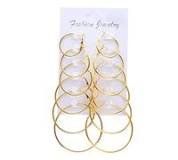 ZUOZUIYQ Bijoux Femmes Boucles d'oreilles, Boucles d'oreilles de Gros Cercle surdimensionnées Couleur Femelle rétro Steampunk Oreille Clip de Mariage Jewelry présente 6 Paires/Ensembles
