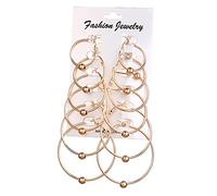 ZUOZUIYQ Bijoux Femmes Boucles d'oreilles, Boucles d'oreilles de Gros Cercle surdimensionnées Couleur Femelle rétro Steampunk Oreille Clip de Mariage Jewelry présente 6 Paires/Ensembles