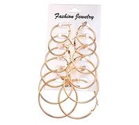 ZUOZUIYQ Bijoux Femmes Boucles d'oreilles, Boucles d'oreilles de Gros Cercle surdimensionnées Couleur Femelle rétro Steampunk Oreille Clip de Mariage Jewelry présente 6 Paires/Ensembles