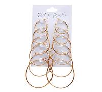 ZUOZUIYQ Bijoux Femmes Boucles d'oreilles, Boucles d'oreilles de Gros Cercle surdimensionnées Couleur Femelle rétro Steampunk Oreille Clip de Mariage Jewelry présente 6 Paires/Ensembles