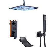 ZUOZUIYQ Black Light Shower Faucet Wall Mounted Rainfall Bath Shower Set ConceaBox Single Handle Shower Mixers with Handshower Size : 8 inch Beauty Comes