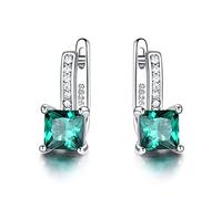 ZUOZUIYQ Boucles d'oreilles à Clip avec Pierres précieuses Vertes émeraude pour Femme, en Argent Sterling Massif, Accessoires Exquis (Taille : émeraude)