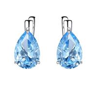 ZUOZUIYQ Boucles d'oreilles à Clip de Luxe avec Topaze Bleue Nano Pierres précieuses pour Femme en Argent Sterling avec Goutte d'eau - Cadeau Exquis (Taille : émeraude)