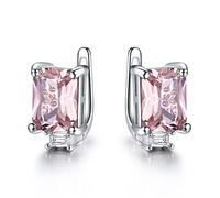 ZUOZUIYQ Boucles d'oreilles à Clip en Argent Sterling Massif pour Femme - Bijoux de Luxe avec Pierres précieuses Vertes émeraude - Coupe Princesse - Cadeau avec Pierre de Naissance de mai - Exquis