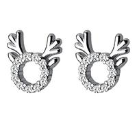 ZUOZUIYQ Boucles d'oreilles à Clous en Argent Sterling S925, Petits Bijoux d'oreilles en Bois de cerf Rond cloutés en Zircon pour Femme