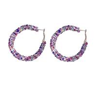 ZUOZUIYQ Boucles d'oreilles Bohème Brillant Paillettes Paillettes Boucles d'oreilles Enveloppées Cercle Plaqué Strass Dangle Boucles d'oreilles pour Femmes Filles Boho Bijoux Cerceau