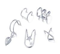 ZUOZUIYQ Boucles d'oreilles de Femmes Bijoux, Clip d'oreille Set 5 pièces Personnalité créative Double C Cartilage en Forme de U Double Couche