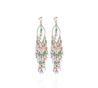 ZUOZUIYQ Boucles d'oreilles Ethniques bohémien en Perles à Clip, à la Mode, suspendues, Non percées, Pompon en résine, Bijoux Ethniques Vintage, Cadeau pour Femmes