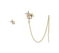 ZUOZUIYQ Boucles d'oreilles Pendantes pour Femmes, Clip en os, Micro-incrusté de Zircon, Bijoux linéaires croisés